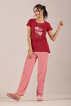 Sweet Moon Knit Cotton Pyjama Set - Darkpink Redishmarun — thumbnail 3